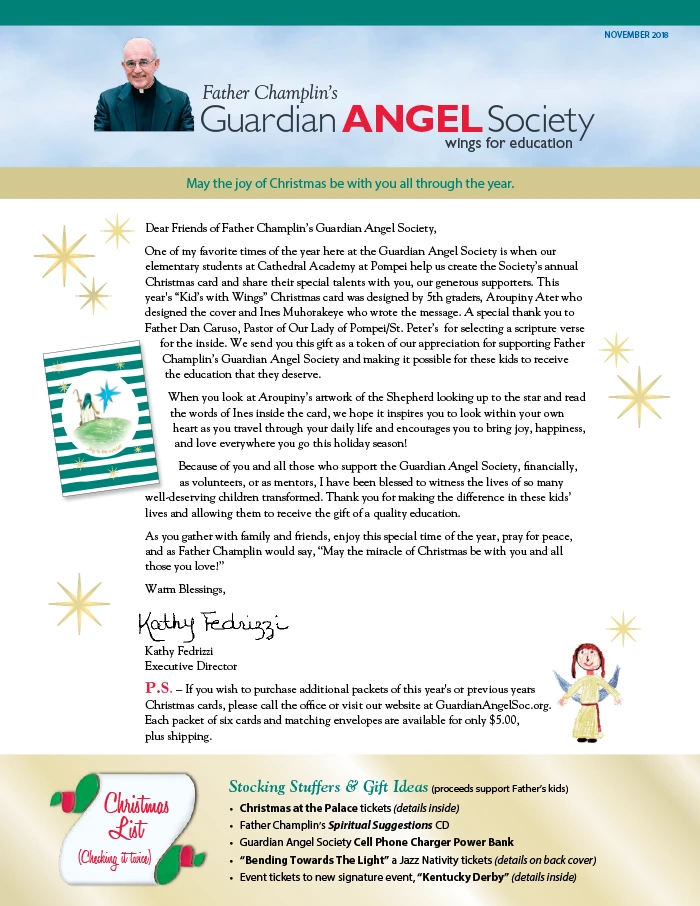 Guardian Angel Society Christmas 2018 Newsletter Cover