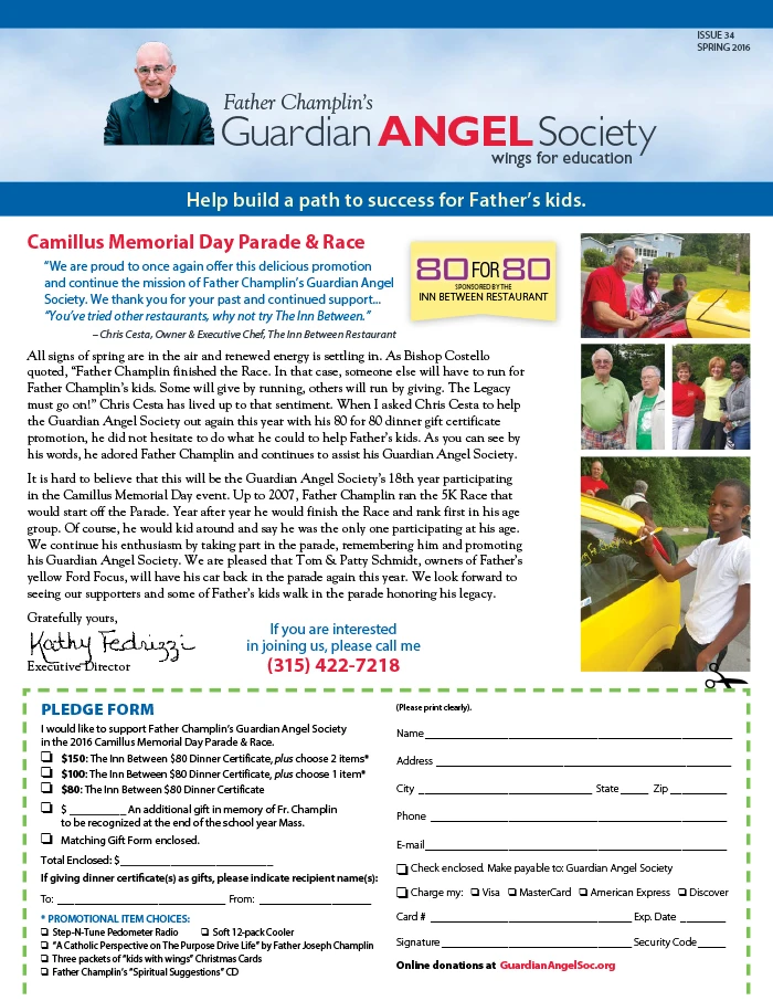 Guardian Angel Society Spring 2016 Newsletter Cover