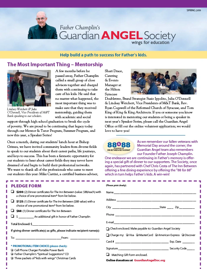 Guardian Angel Society Spring 2019 Newsletter Cover