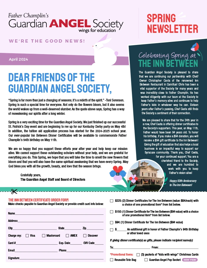 Guardian Angel Society Spring 2024 Newsletter Cover