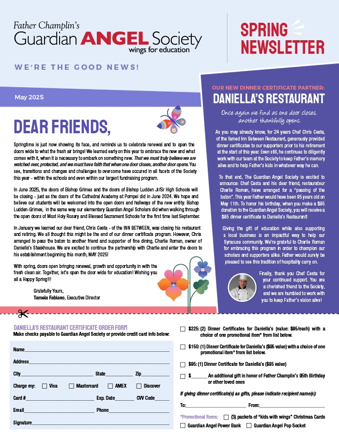 Guardian Angel Society Spring 2025 Newsletter Cover